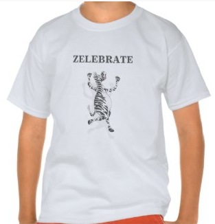 birthday kids card Zebra celebrating t-shirt by mailboxdisco 