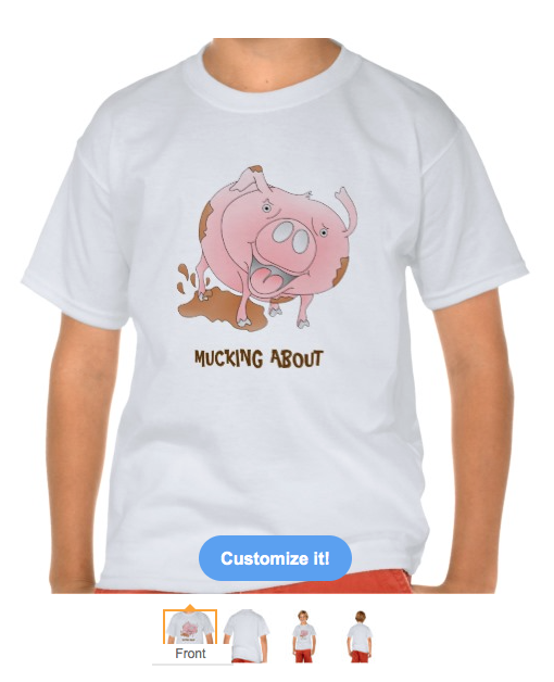 pig, hog, mud, fun, funny, humor, muddy, farm, oink, cartoon, tee shirts