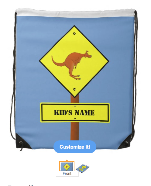 kids, customizable, kangaroo sign, road sign, warning sign, kangaroo, wallaby, australia, aussie, cute kangaroo, cute, animal, cute animal, Cinch bag, draw string bag
