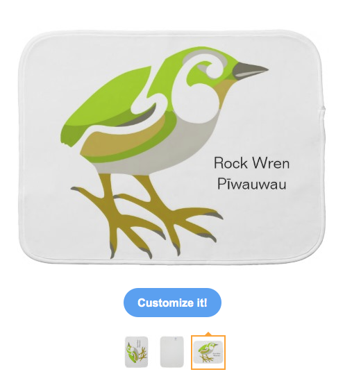 wren, piwauwau, rock wren, bird, new zealand bird, small bird, new zealand bush, flightless bird, koru, maori design, burp cloth