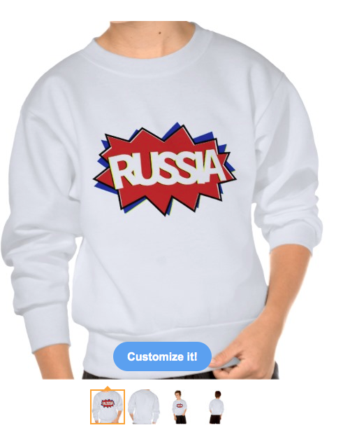 red white and blue, flag, boom, ka pow, russia, russian flag, russian federation, starburst, russia day, den' rossii, pop, comic book, pullover sweatshirt