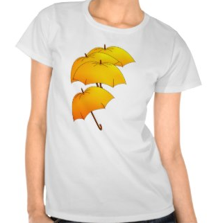 T-Shirts, umbrella, yellow umbrella, orange umbrella, flying umbrella, umbrellas, rain, raining, brolly, parasol, tees