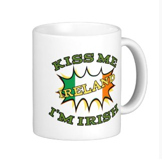 Picture saint patrick's day Kiss me I'm Irish starburst flag Mug by Piedaydesigns 