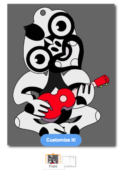 maori, tiki, uke, music, guitar, native, tattoo, black, red, ukulele, cullture, traditional, icon, post card