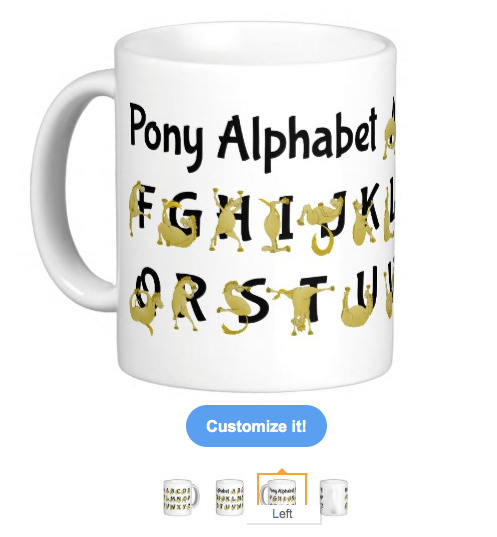 pony alphabet, alphabet chart, funny pony, funny horse, cute pony, cute horse, for kids, abc, educational, teaching, cartoon pony, mugs