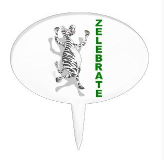 ZELEBRATE Zebra jumping for joy Cake Pick by mailboxdisco  zazzle