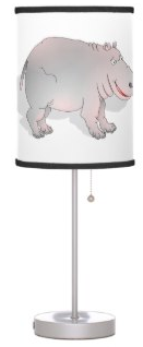 Cute pink and grey hippo lamp by mailboxdisco 