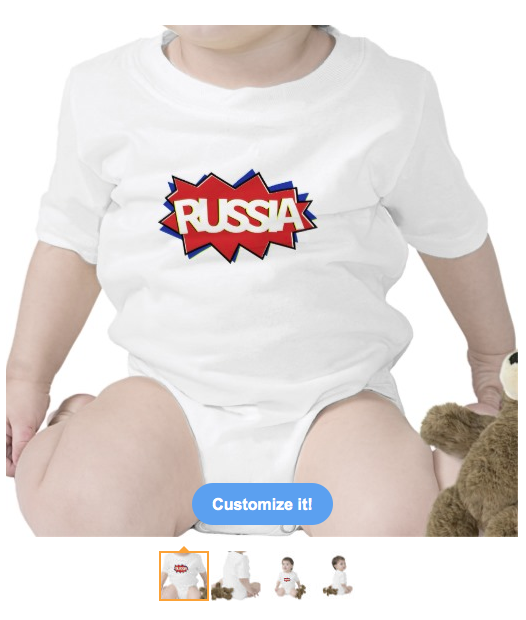 BABY BOY, CLOTHING FOR BABY BOY, red white and blue, flag, boom, ka pow, russia, russian flag, russian federation, starburst, russia day, den' rossii, pop, comic book, baby creeper