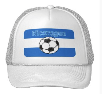 nicaragua, republic of nicaragua, republica de nicaragua, football, ball, soccer, flag, blue and white stripes, black and white ball, the beautiful game, trucker hats