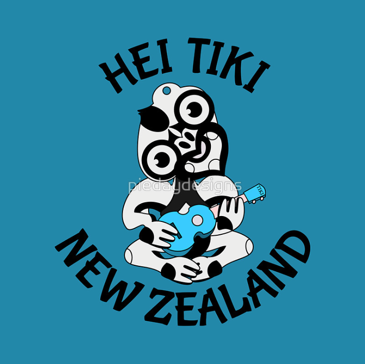 tiki, ukulele, new zealand, maori design, aotearoa, hei tiki, blue ukulele, tiki playing a ukulele, big eyes, icon, guitar, small guitar, blue guitar, playing guitar, playing ukulele, pacifica, kiwi