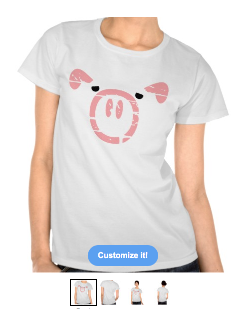 pig, pigs, cute pig, illusion, pink pig, happy pig, pink and white, farm animal, farming, designs for girls, tee shirt