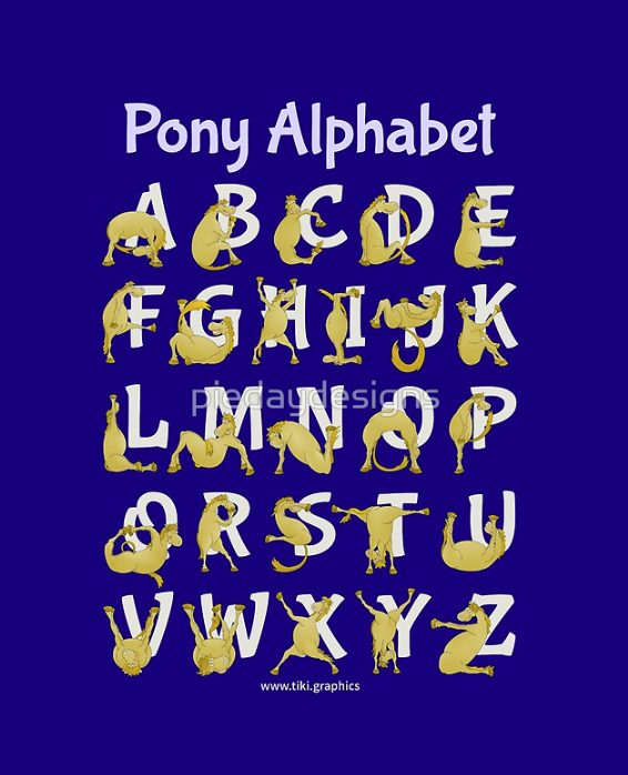 throw pillow, poster, pony alphabet, alphabet chart, boys room, educational poster, horse, foal, pony, flexible pony, learning, cute pony, brown pony, funny pony, cute horse, brown horse, funny horse, alphabet, letters, blue poster