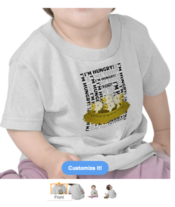typography, for kids, cartoon chicks, cartoon birds, hungry birds, hungry, i'm hungry, i want my mom, birds in a nest, nest, chirping, t shirts, toddler shirt, baby boy