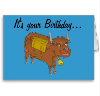 Picture, birthday, happy birthday, yakking, yak, kaks, funny, humor, kids birthday, cite animal, cards 