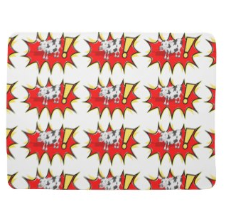 Picture, starburst, star, red star, kapow, pow, comics, cow, black and white, black and white cow, cute cow, happy, cartoon, comic book, swaddle blankets 