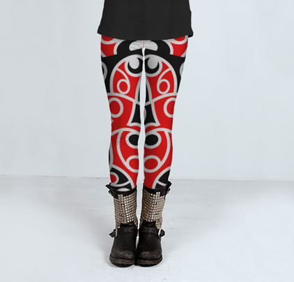 Maori Kowhaiwhai Patchwork Pattern, artofwhere, leggings
