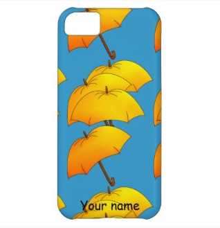umbrella, blue, yellow umbrella, orange umbrella, flying umbrella, umbrellas, rain, raining, brolly, parasol, iPhone 5C Case 