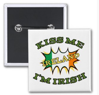 Kiss me I'm Irish starburst flag Buttons by Piedaydesigns saint paddy
