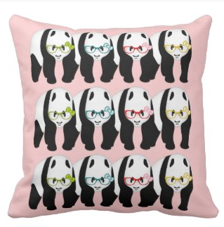 Pandas in Glasses Pillow by Piedaydesigns 