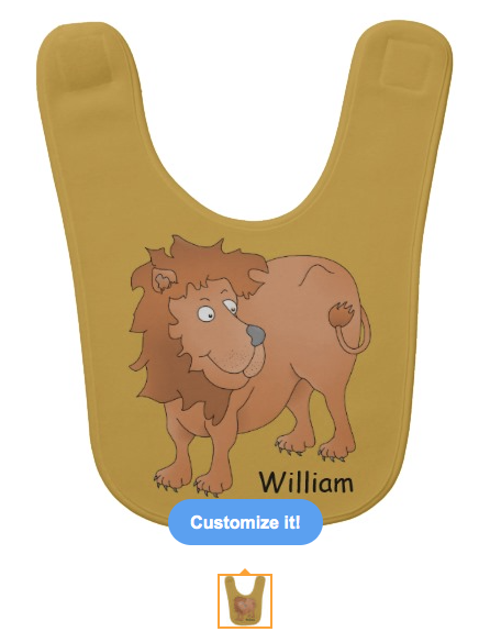 lion, cute lion, cartoon lion, smiling lion, personalized, customizable, big cat, wild animal, african, animal, baby bibs, bib