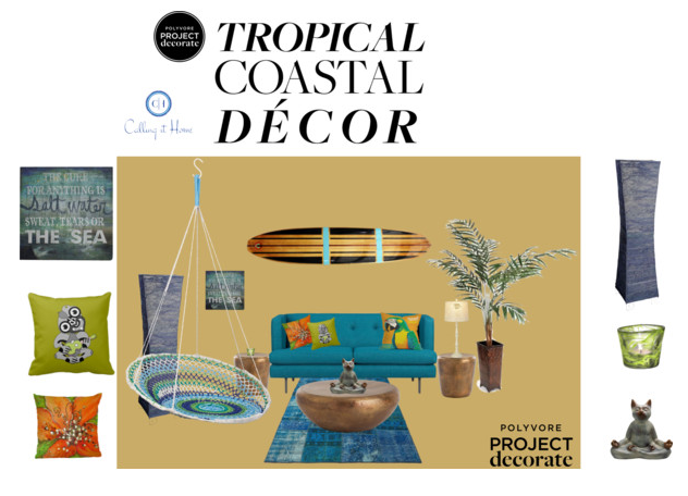 tropics, polyvore, tiki, hei tiki, cushion, project decorate, collage