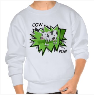 Picture Cow Pow starburst Pullover Sweatshirts by mailboxdisco 