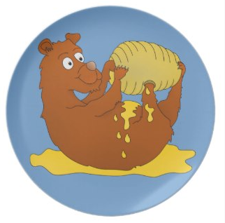 Picture Bear eating from a beehive dinner plates by mailboxdisco 