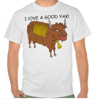 Picture, yak, cartoon yak, cute yak, talking, yakking, funny, humor, animal, asian animal, be quiet, tshirt