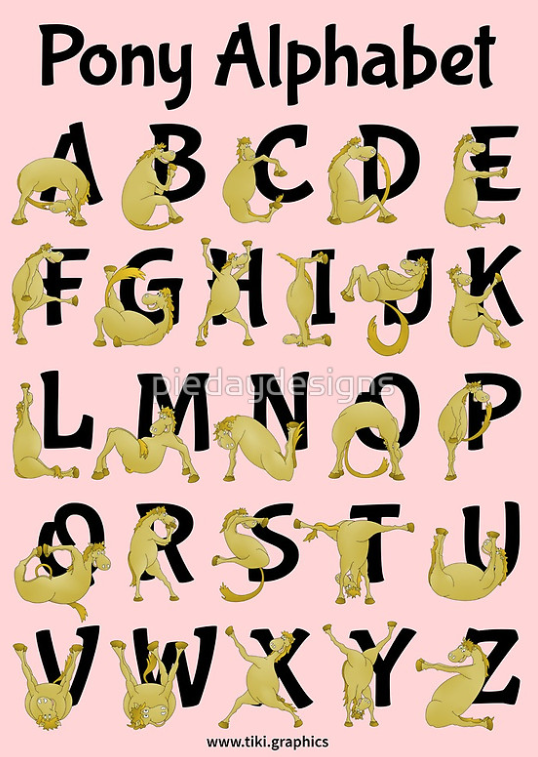 pony alphabet, alphabet chart, girls room, educational poster, horse, foal, pony, flexible pony, learning, cute pony, brown pony, funny pony, cute horse, brown horse, funny horse, alphabet, letters, poster , shirt, tote, throw pillow