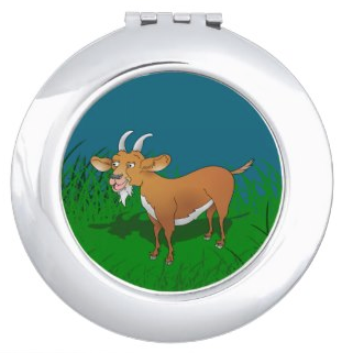goat, billy goat, nanny goat, nanny, grass, long bass, long green grass, meadow, field, farm, farm animal, Compact Mirror