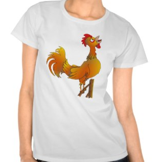 T-Shirt, rooster, crow, crowing, batam, feathers, rooster crowing, fence post, brown feathers, wake up, dawn chorus, wood fence, dawn, tees