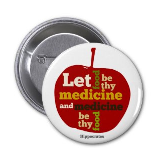 APPLE Let food be thy medicine and medicine be thy food buttons HIPPOCRATES