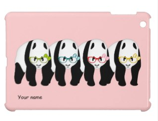 Four Pandas wearing glasses iPad Mini Covers by Piedaydesigns 