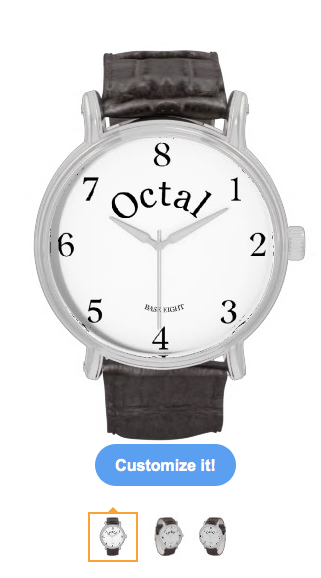 octal, base eight, time, math, mathematic, school, humor, black and white, humour, geek, funny, base 8, Wristwatch