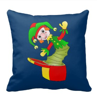 Picture, happy smile, jack in the box, spring, vintage toy, vintage toys, cartoon toy, cute toy, collectable toys, yesteryear, blue, blue cushion, throw pillows
