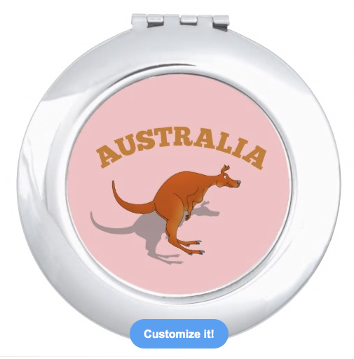  kangaroo, wallaby, australia, australian animal, australian road sign, road sign, personalised, your name here, kangaroo crossing, Compact Mirror