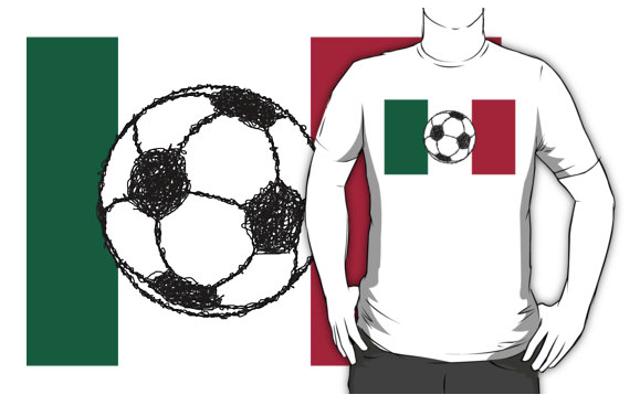 mexico, mexican, ball, stylised flag, shirt, t-shirt
