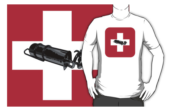 stove, camp stove, brass stove, pressure stove, graphic design, coil burner stove, bored stove, camp cooking, fire, flames, swiss, switzerland, flag, swiss flag, cross, white cross, red flag, t-shirt, red bubble 