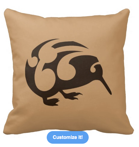 cushion, kiwi, koru, maori, new zealand, traditional, native, design, bird, throw pillow