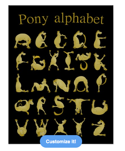 pony, alphabet, learning the alphabet, flexible, learning, shetland pony, brown pony, horse, letters, abc, bendy, brown, cartoon, posters