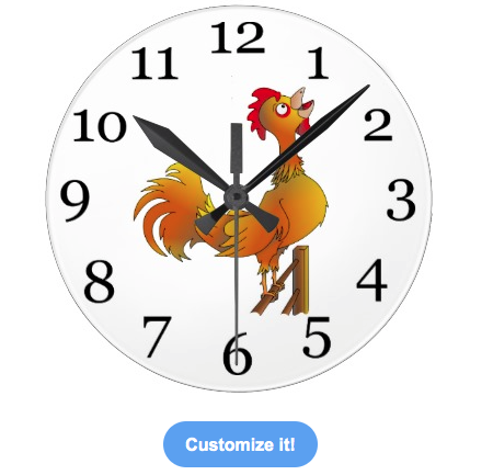 rooster, hen, hens, bantam, crow, rooster crowing, wake up, bird song, farm animals, feathers, crowing, good morning, dawn, dawn chorus, feather, brown feather, Round Wall Clock