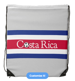 costa rica, football, flag, striped flag, blue and red stripes, red white and blue, soccer, sketch, black and white ball, modified flag, stylised flag, Drawstring backpack