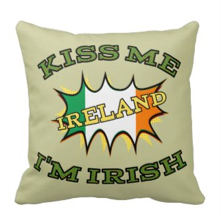 Kiss me I'm Irish starburst flag Pillow by Piedaydesigns 