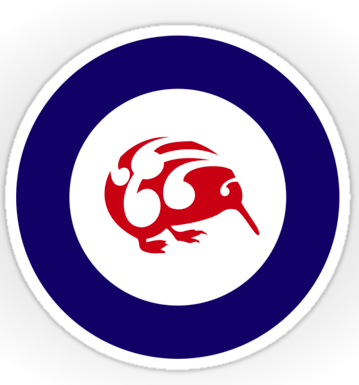 sticker, roundel, flag, airforce, kiwi, national bird, small bird, new zealand bird, koru, maori design, maori art, red white and blue, red bird, stylised bird, circles, air force