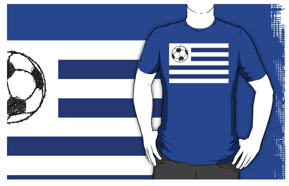 t-shirt, uruguay flag, uruguay, football, soccer ball, soccer, ball, flag, stripes, blue stripes, black and white ball, national flag of uruguay