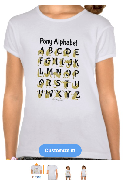 pony alphabet, alphabet chart, funny pony, funny horse, cute pony, cute horse, for kids, abc, educational, teaching, cartoon pony, t-shirt