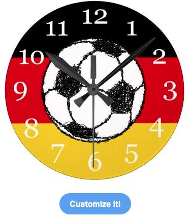 clock, wall clock, round clock, german, flag, football, soccer ball, germany, soccer, ball, sketch, deutschland, german flag, black red and gold, stylised flag, Wallclock