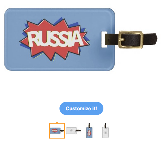 luggage tag, red white and blue, flag, boom, ka pow, russia, russian flag, russian federation, starburst, russia day, den' rossii, pop, comic book, Tags for Luggage