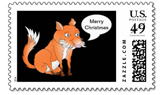 fox, cute fox, cartoon fox, talking fox, merry christmas, customizable, speech bubble, cute cartoon, cute animal, foxes, postage stamp