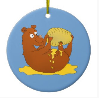 Picture Bear eating from a beehive christmas ornament by mailboxdisco 